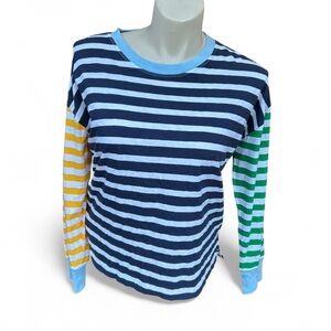 J. Crew Striped Long Sleeve Tee - Blue, Yellow, Green